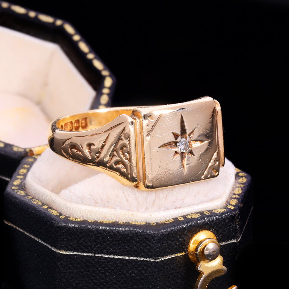 The Vintage 1965 Diamond 9ct Gold Signet Ring