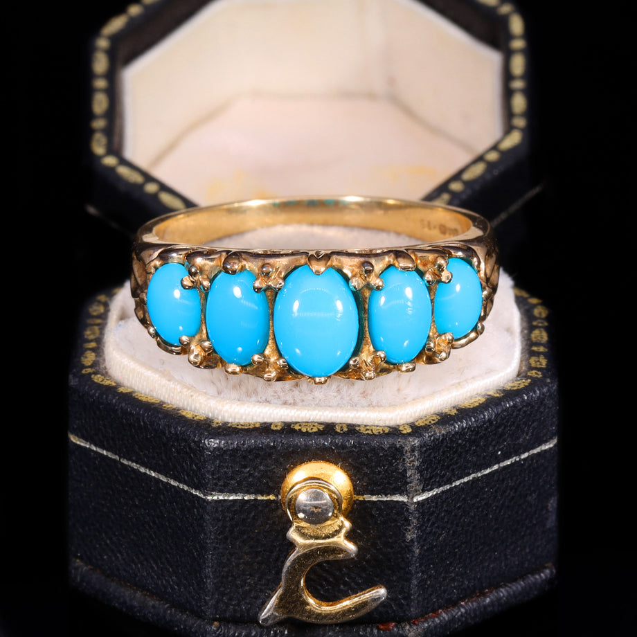 The Vintage 9ct Gold Five Stone Turquoise Ring