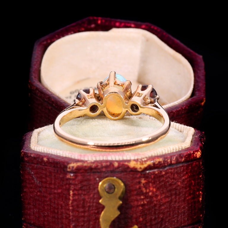 The Vintage 1982 Opal And Garnet 3 Stone Ring