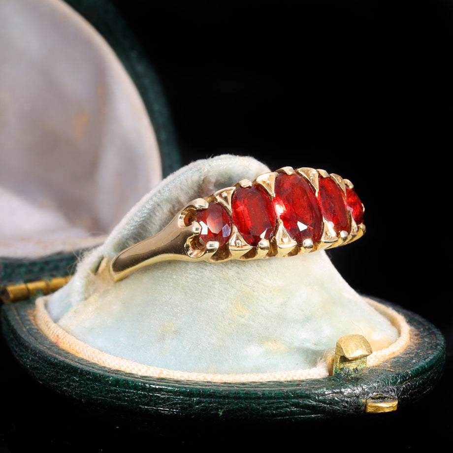 The Vintage 1990 Five Garnet Fire Ring