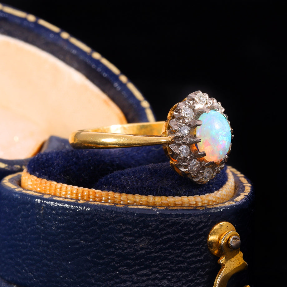 The Vintage Opal and Diamond Cluster Ring