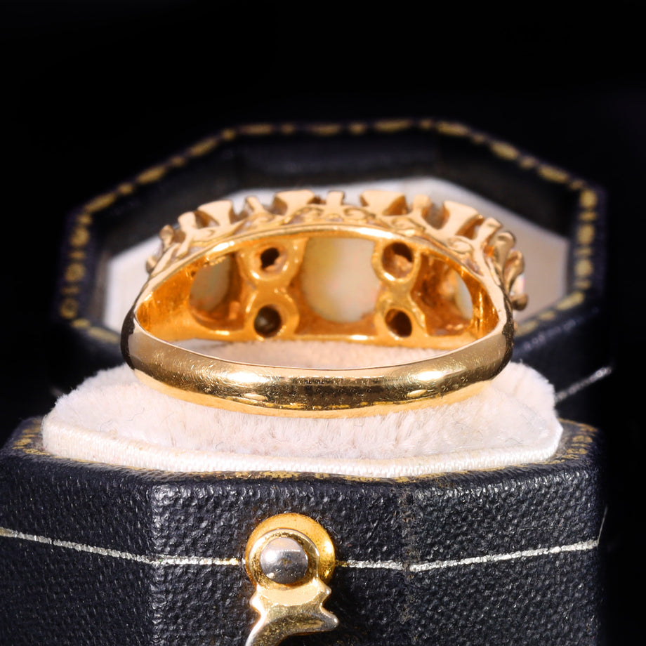 The Vintage Three Opal And Diamond Ring