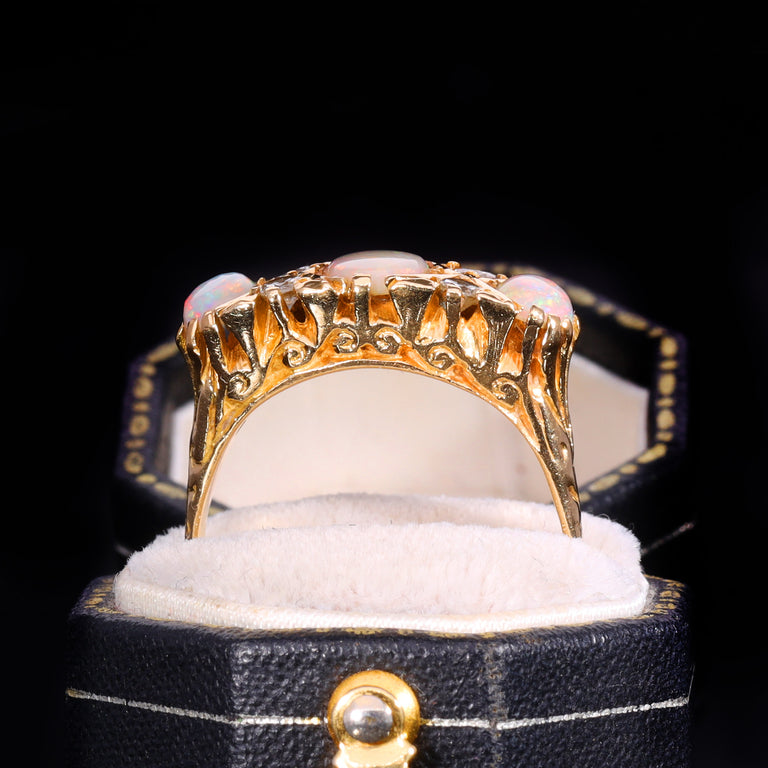 The Vintage Three Opal And Diamond Ring