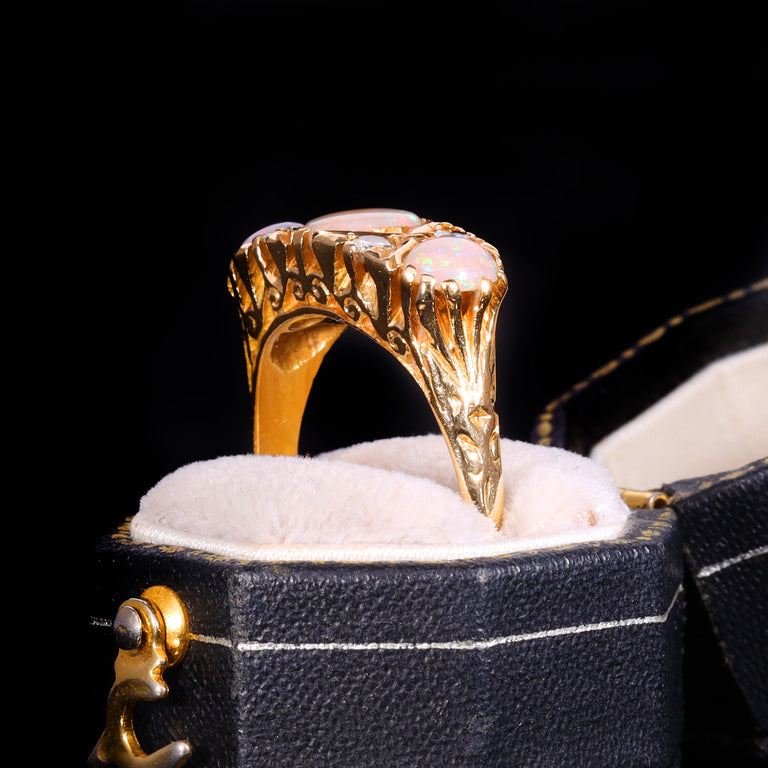 The Vintage Three Opal And Diamond Ring