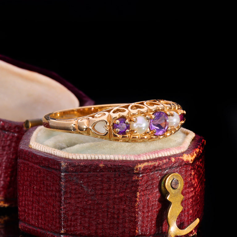 The Vintage Amethyst and Pearl Heart Ring