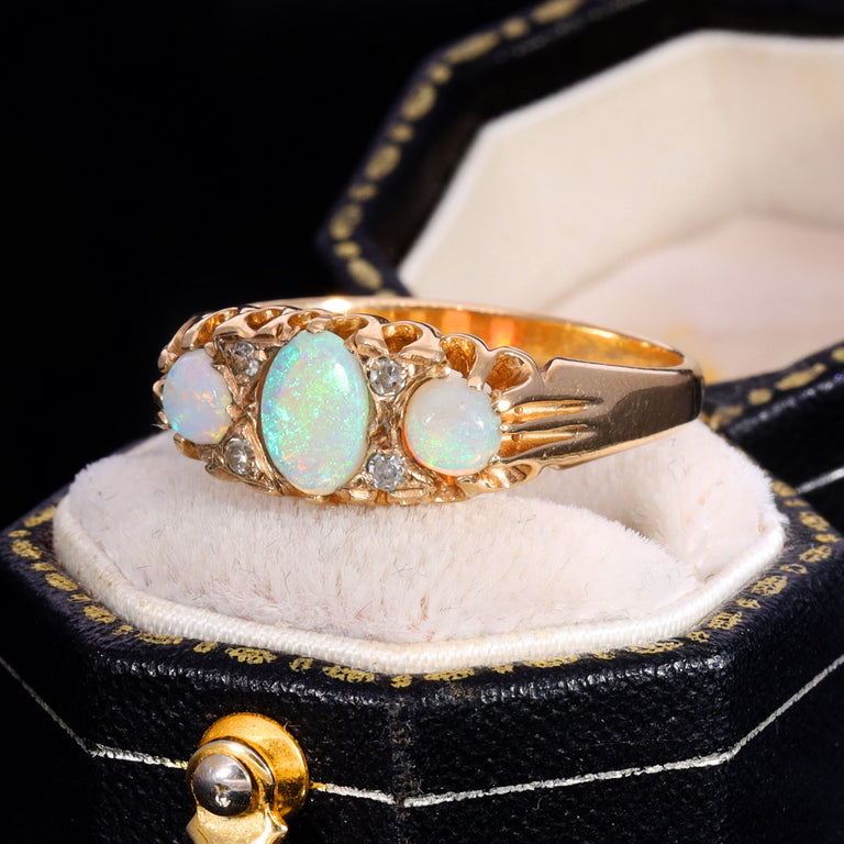 The Vintage 1979 Opal and Diamond Mystical Ring