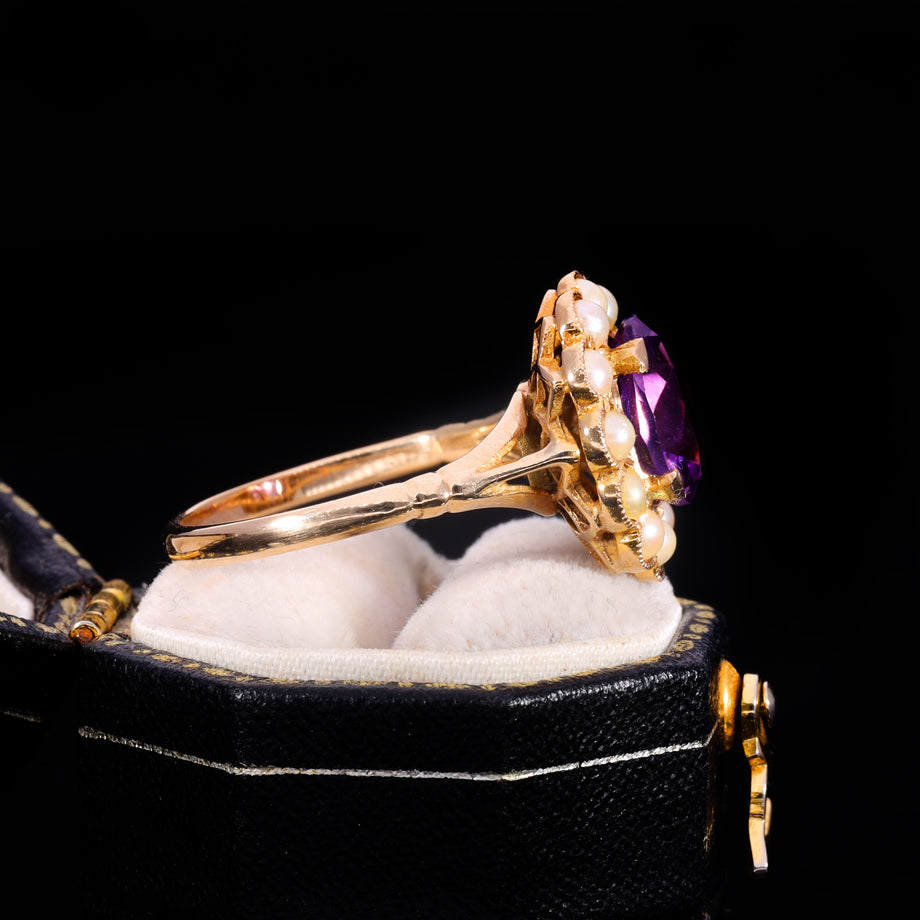The Vintage Amethyst And Pearl Cluster Ring