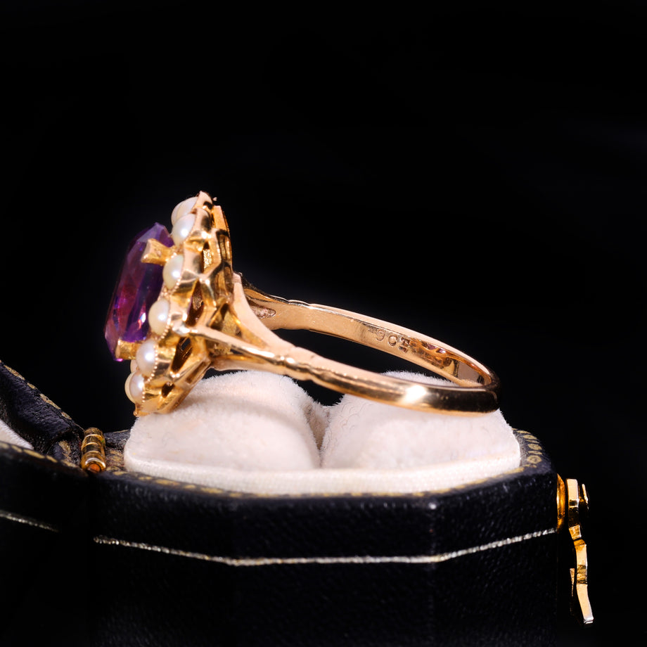 The Vintage Amethyst And Pearl Cluster Ring