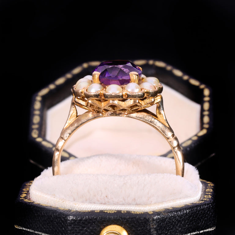 The Vintage Amethyst And Pearl Cluster Ring