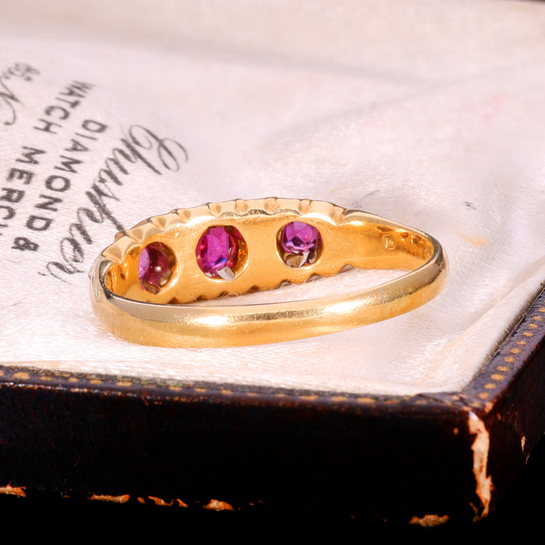 The Antique 1920 Ruby And Diamond Boat Ring