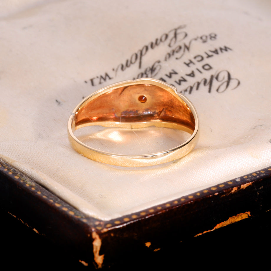 The Vintage 1979 Garnet Scroll Ring