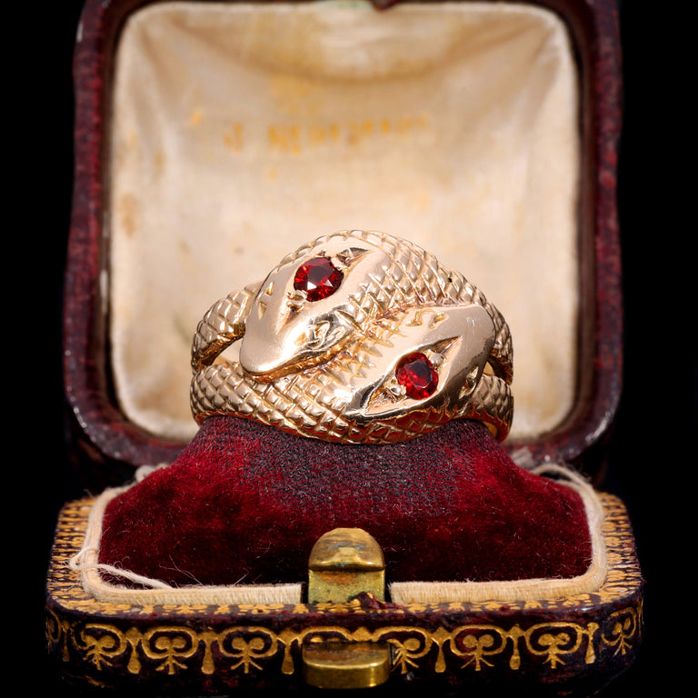 The Vintage Garnet Double Headed Snake Ring