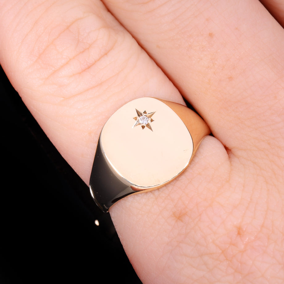 The Vintage 1982 Diamond Star Set Signet Ring
