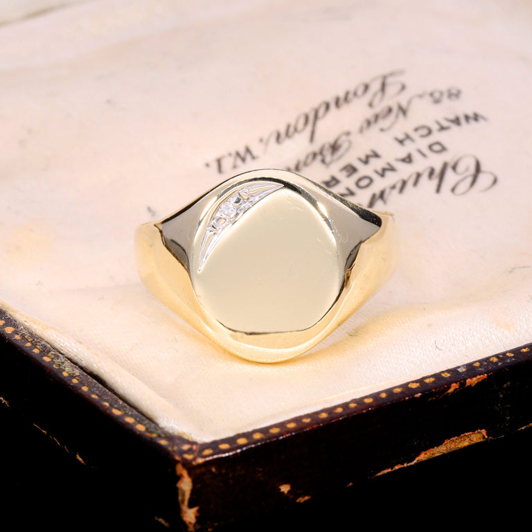 The Vintage Diamond Crescent Signet Ring