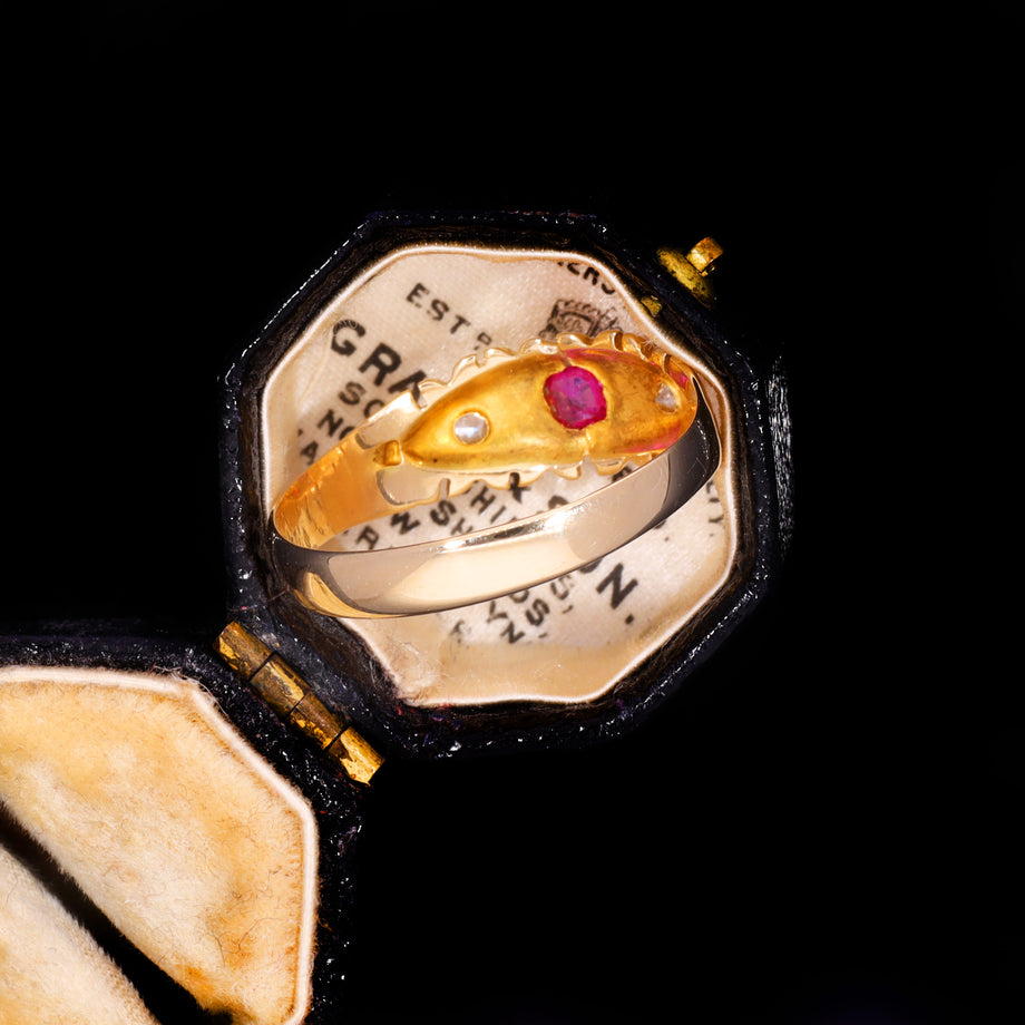 The Antique Edwardian 1910 Ruby and Diamond Ring