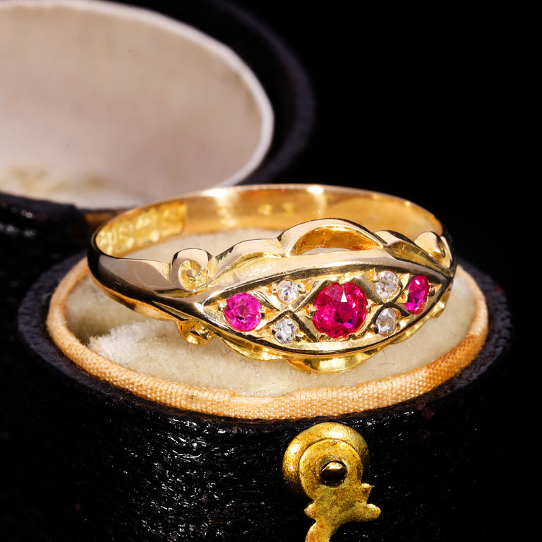 The Vintage 1942 Synthetic Ruby And Diamond Ring