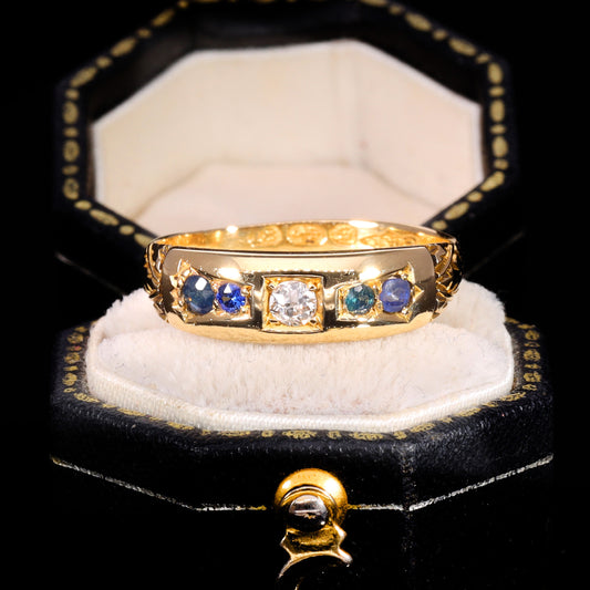 The Antique Victorian 1892 Sapphire And Diamond Ring