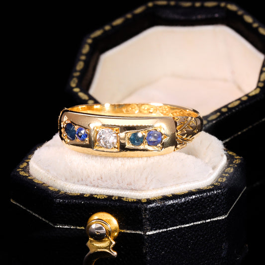 The Antique Victorian 1892 Sapphire And Diamond Ring