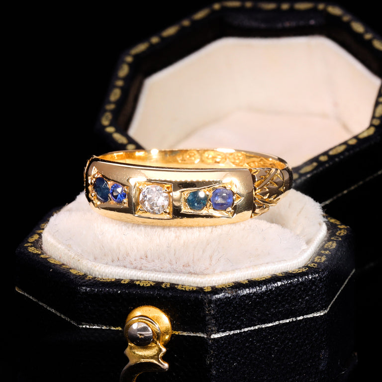 The Antique Victorian 1892 Sapphire And Diamond Ring