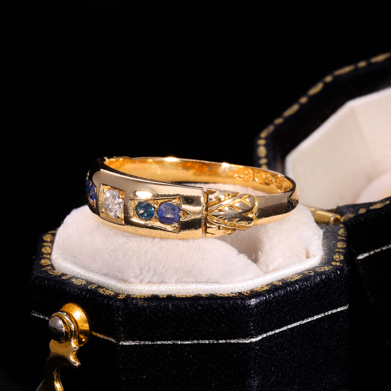 The Antique Victorian 1892 Sapphire And Diamond Ring
