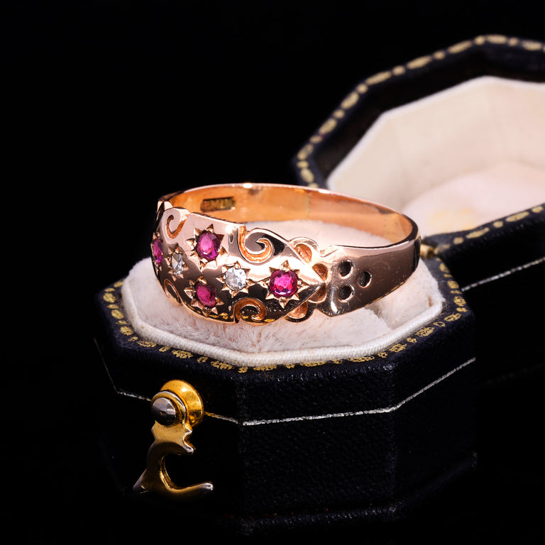 The Vintage 1987 9ct Rose Gold Ruby And Diamond Ring