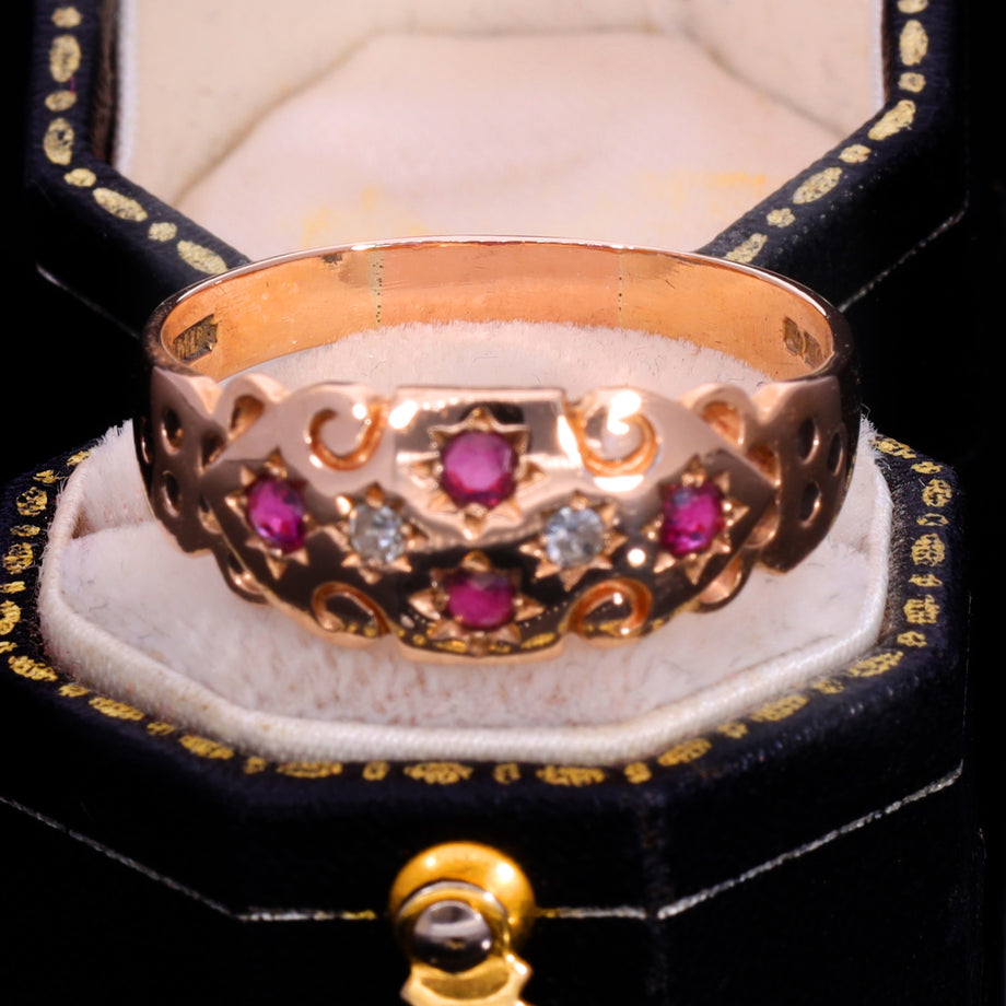 The Vintage 1987 9ct Rose Gold Ruby And Diamond Ring