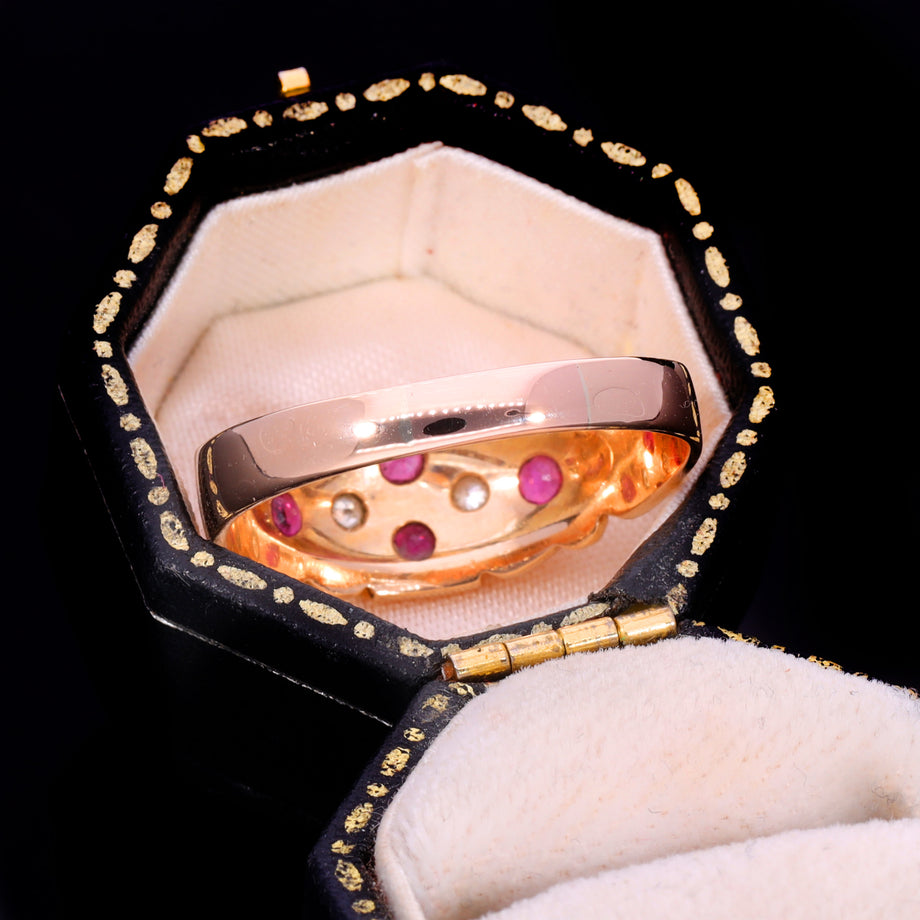 The Vintage 1987 9ct Rose Gold Ruby And Diamond Ring