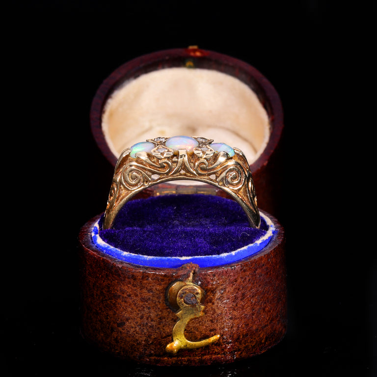 The Vintage 1988 Opal And Diamond Scroll Ring
