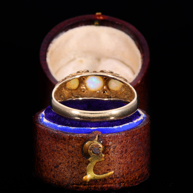 The Vintage 1988 Opal And Diamond Scroll Ring