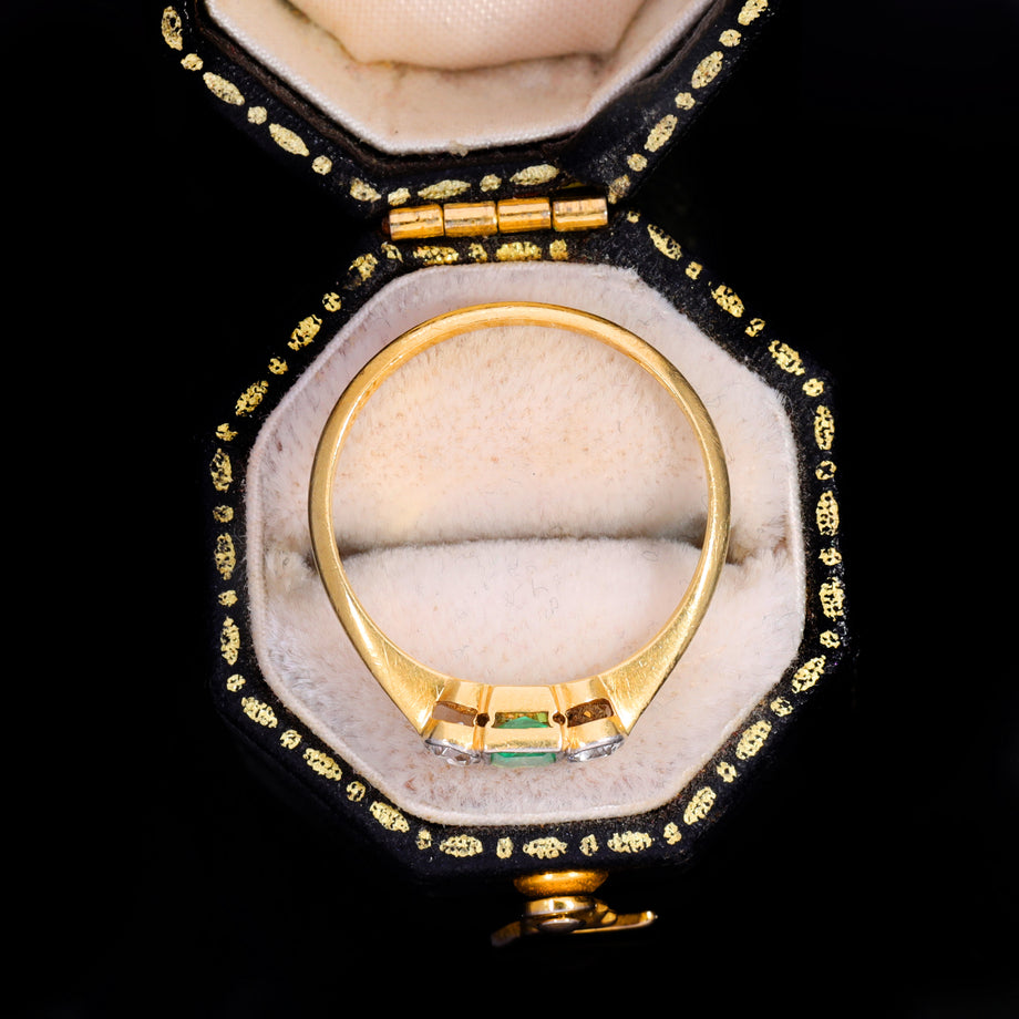 The Antique Emerald And Diamond Three Stone Ring