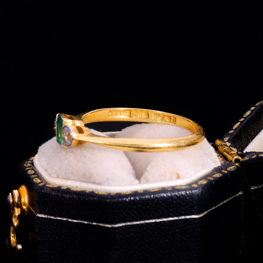 The Antique Emerald And Diamond Three Stone Ring
