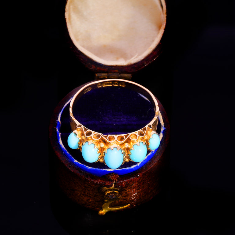 The Antique Art Deco 1922 Five Turquoise Ring