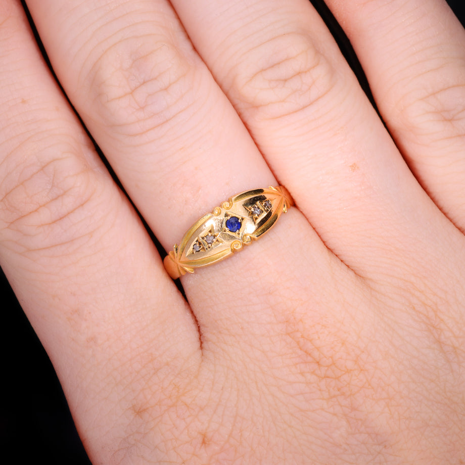 The Antique Edwardian 1902 Sapphire And Diamond Five Stone Ring