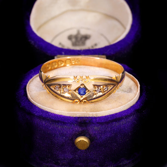 The Antique Edwardian 1902 Sapphire And Diamond Five Stone Ring
