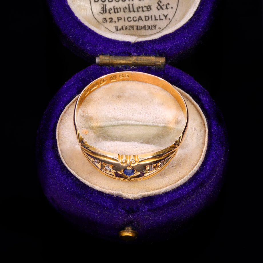 The Antique Edwardian 1902 Sapphire And Diamond Five Stone Ring