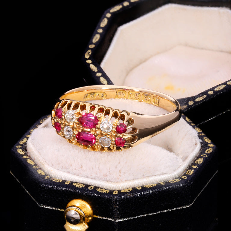 The Antique 1912 Ruby And Diamond Double Row Ring