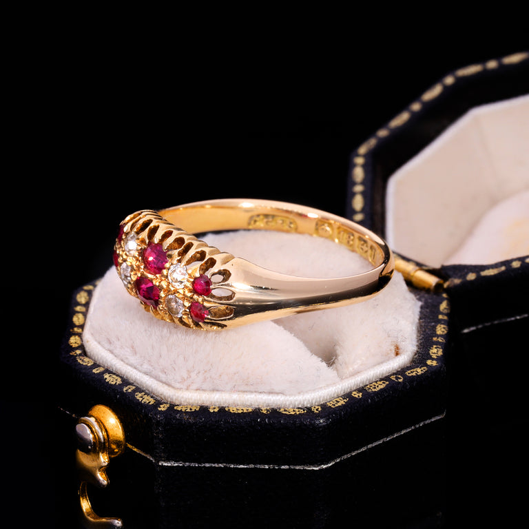 The Antique 1912 Ruby And Diamond Double Row Ring