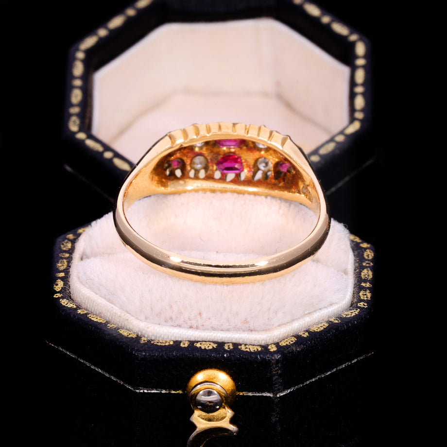 The Antique 1912 Ruby And Diamond Double Row Ring