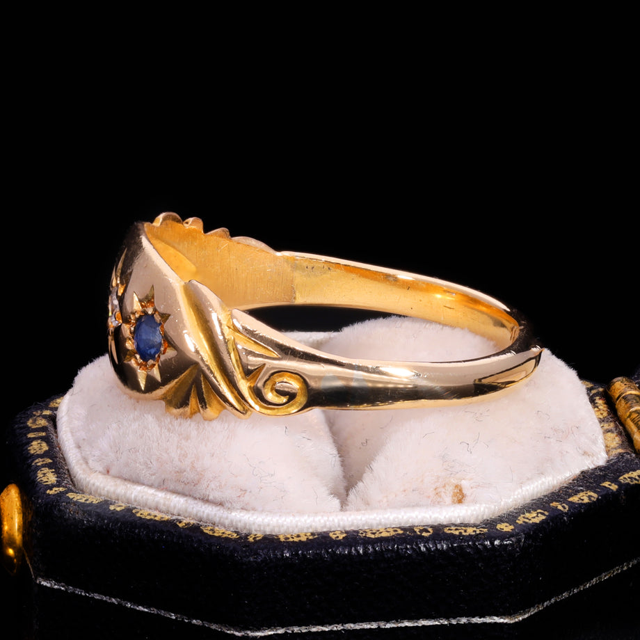 The Antique Edwardian 18ct Gold Diamond And Sapphire Celestial Ring