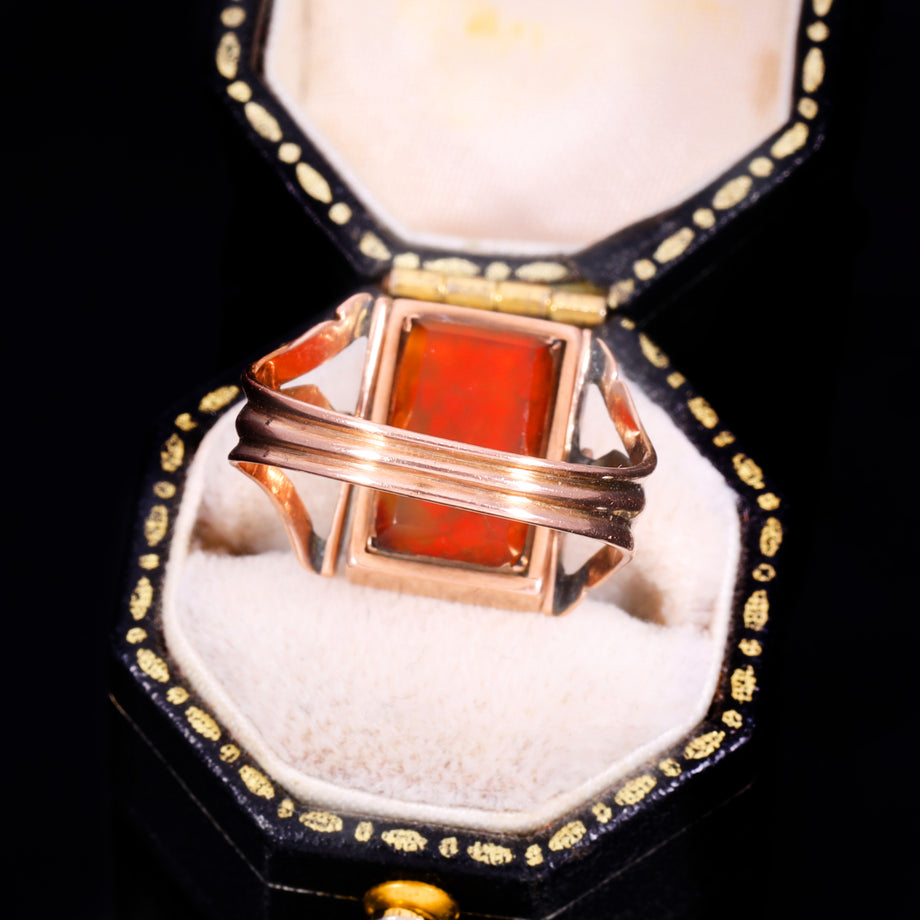 The Antique Georgian Swivel Carnelian And Hairwork Ring