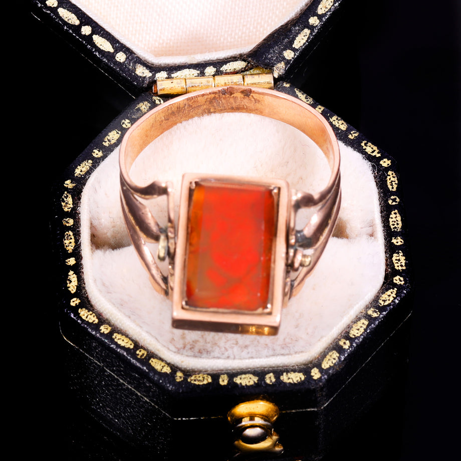 The Antique Georgian Swivel Carnelian And Hairwork Ring