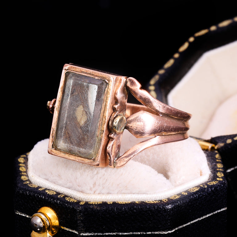 The Antique Georgian Swivel Carnelian And Hairwork Ring