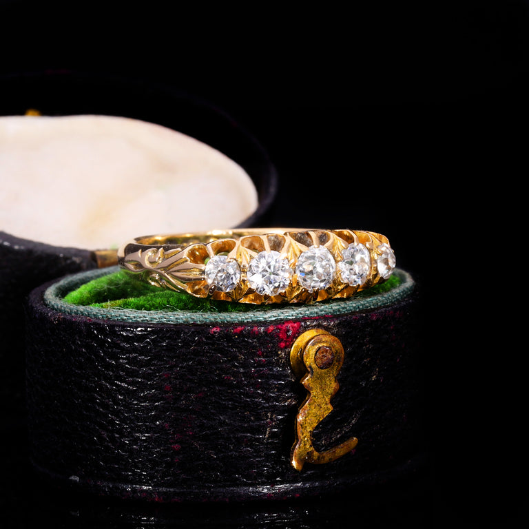 The Antique Edwardian 1903 Old Cut Diamond Five Stone Ring