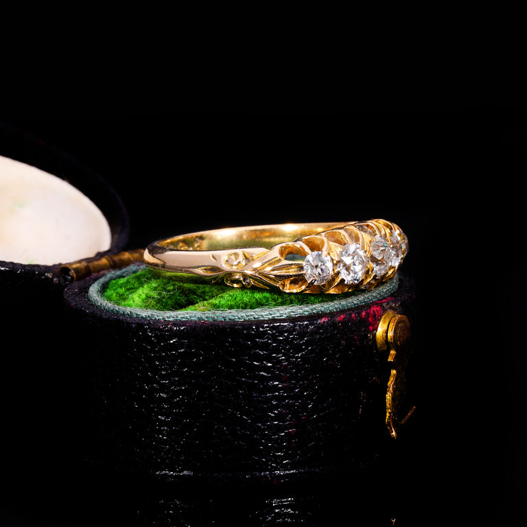 The Antique Edwardian 1903 Old Cut Diamond Five Stone Ring