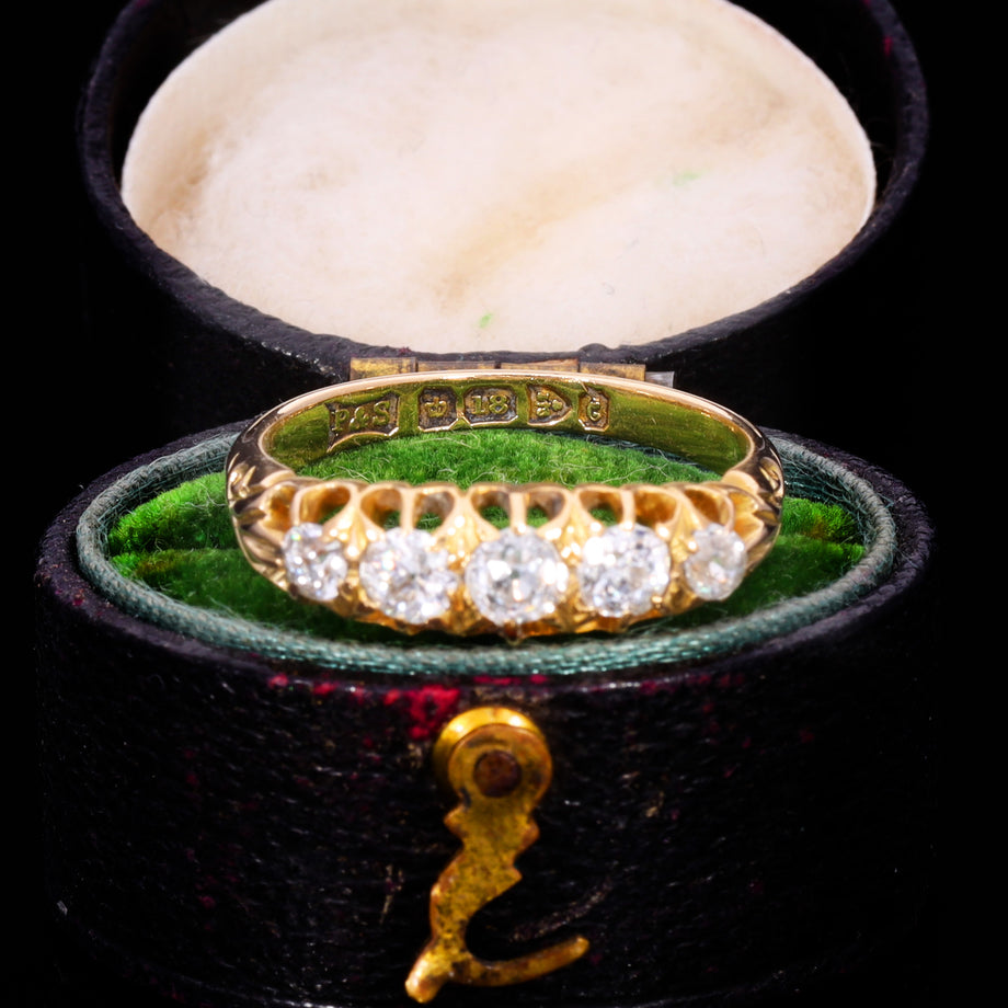The Antique Edwardian 1903 Old Cut Diamond Five Stone Ring