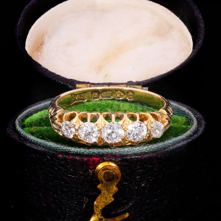 The Antique Edwardian 1903 Old Cut Diamond Five Stone Ring