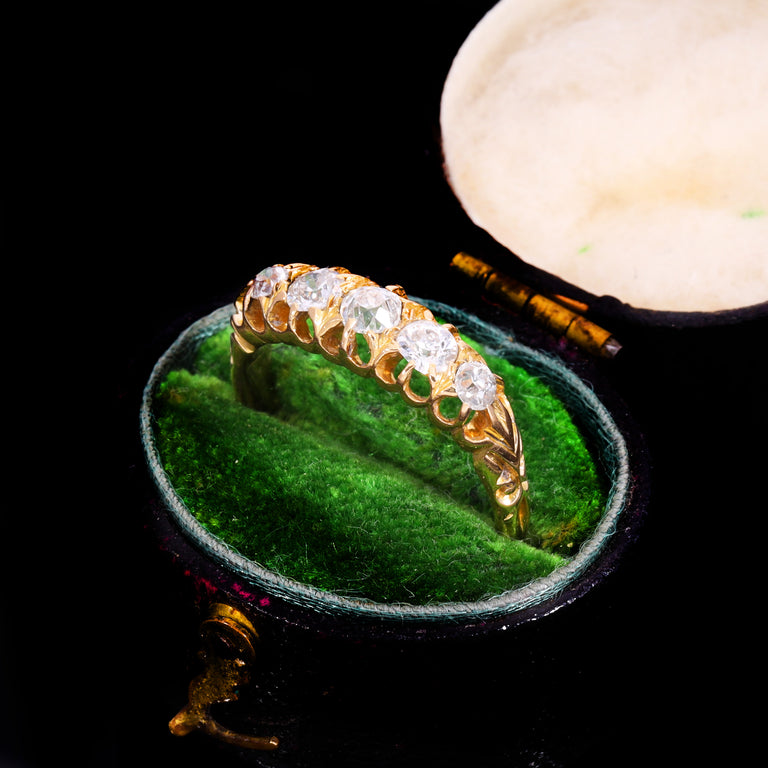 The Antique Edwardian 1903 Old Cut Diamond Five Stone Ring