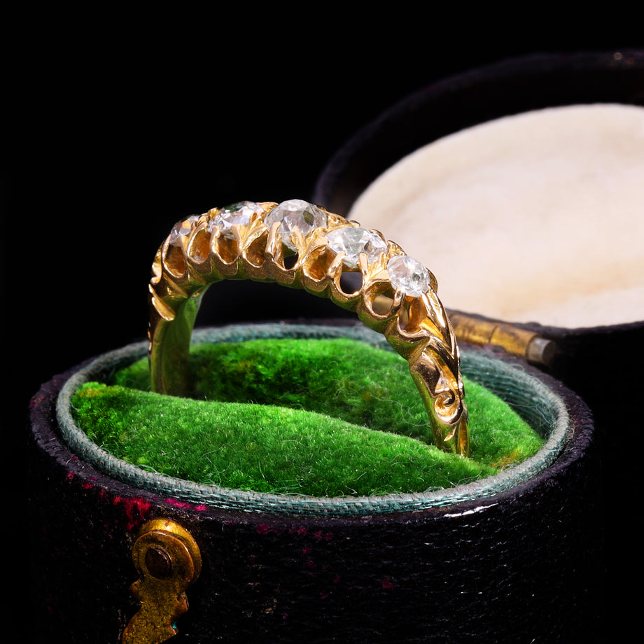 The Antique Edwardian 1903 Old Cut Diamond Five Stone Ring