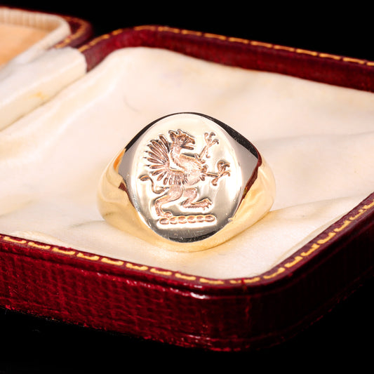 The Vintage 9ct Gold Griffin Signet Ring