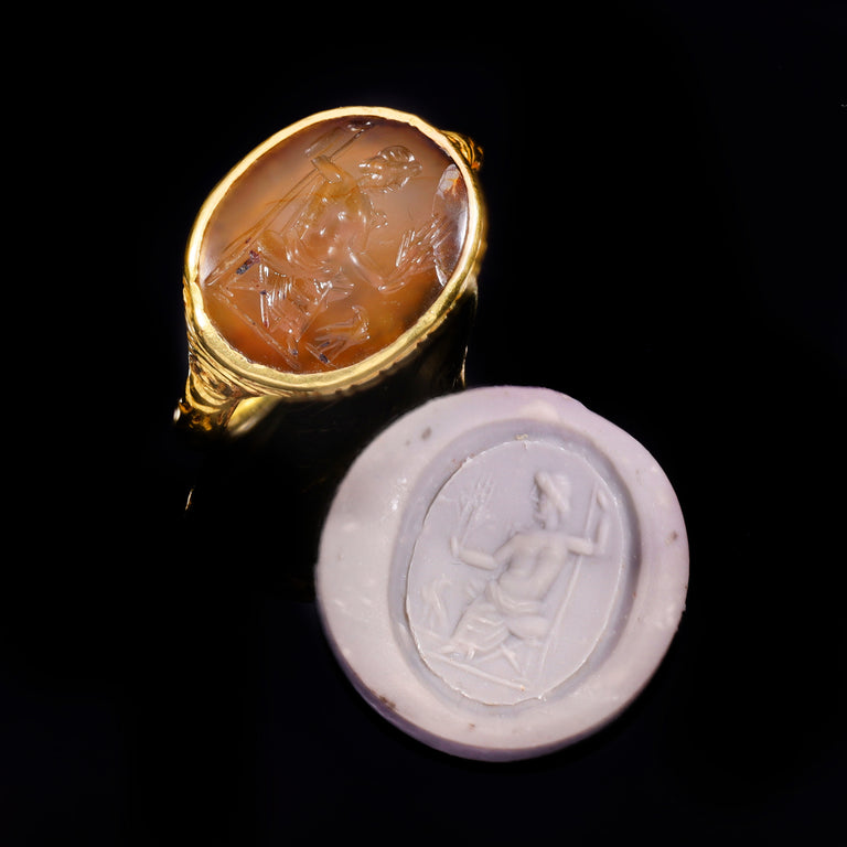 The Ancient 17th Century Stuart Period Jupiter Intaglio Ring